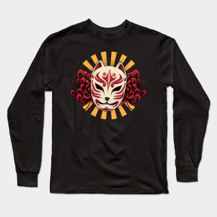 Kitsune the Japanese Nine Tailed Fox Japanese Aesthetic Mask Long Sleeve T-Shirt